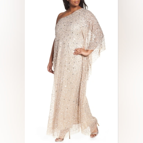 Adrianna Papell Dresses & Skirts - ISO - Papell one shoulder beaded/sequin kaftan/caftan evening gown.